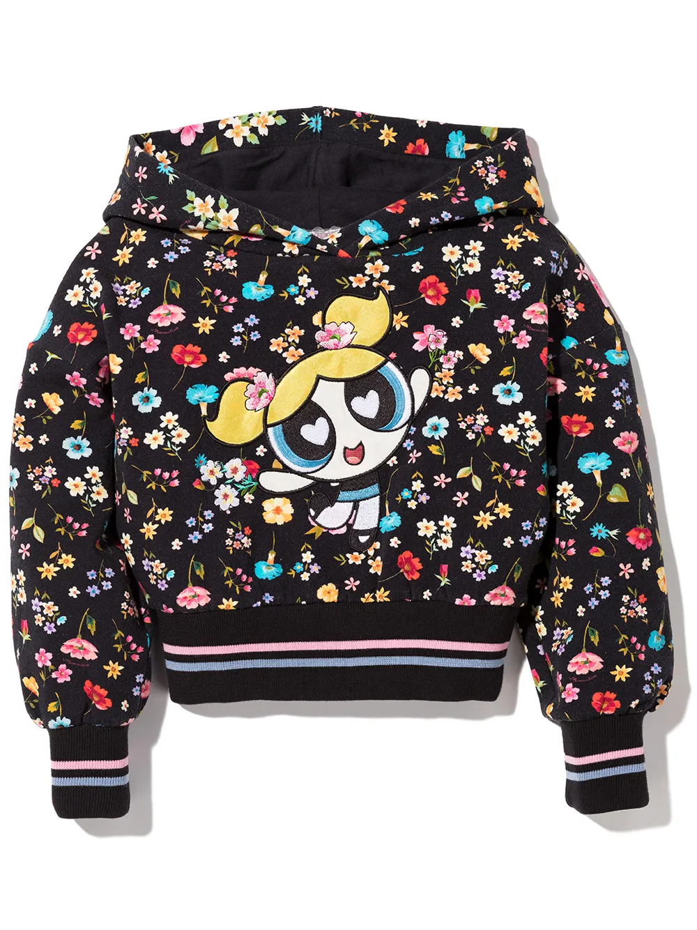 Monnalisa Hoodie met bloemenprint - Zwart