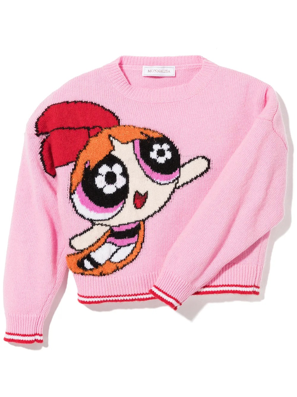 monnalisa pull powerpuff girls en jacquard - rose