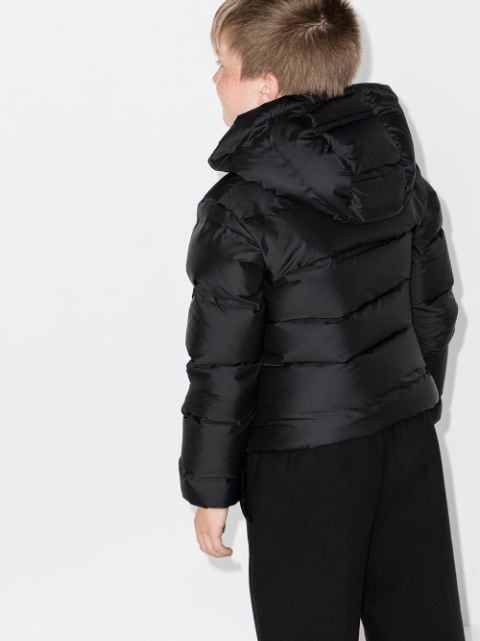 Shop Givenchy Kids split logo zipped puffer jacket with Express 