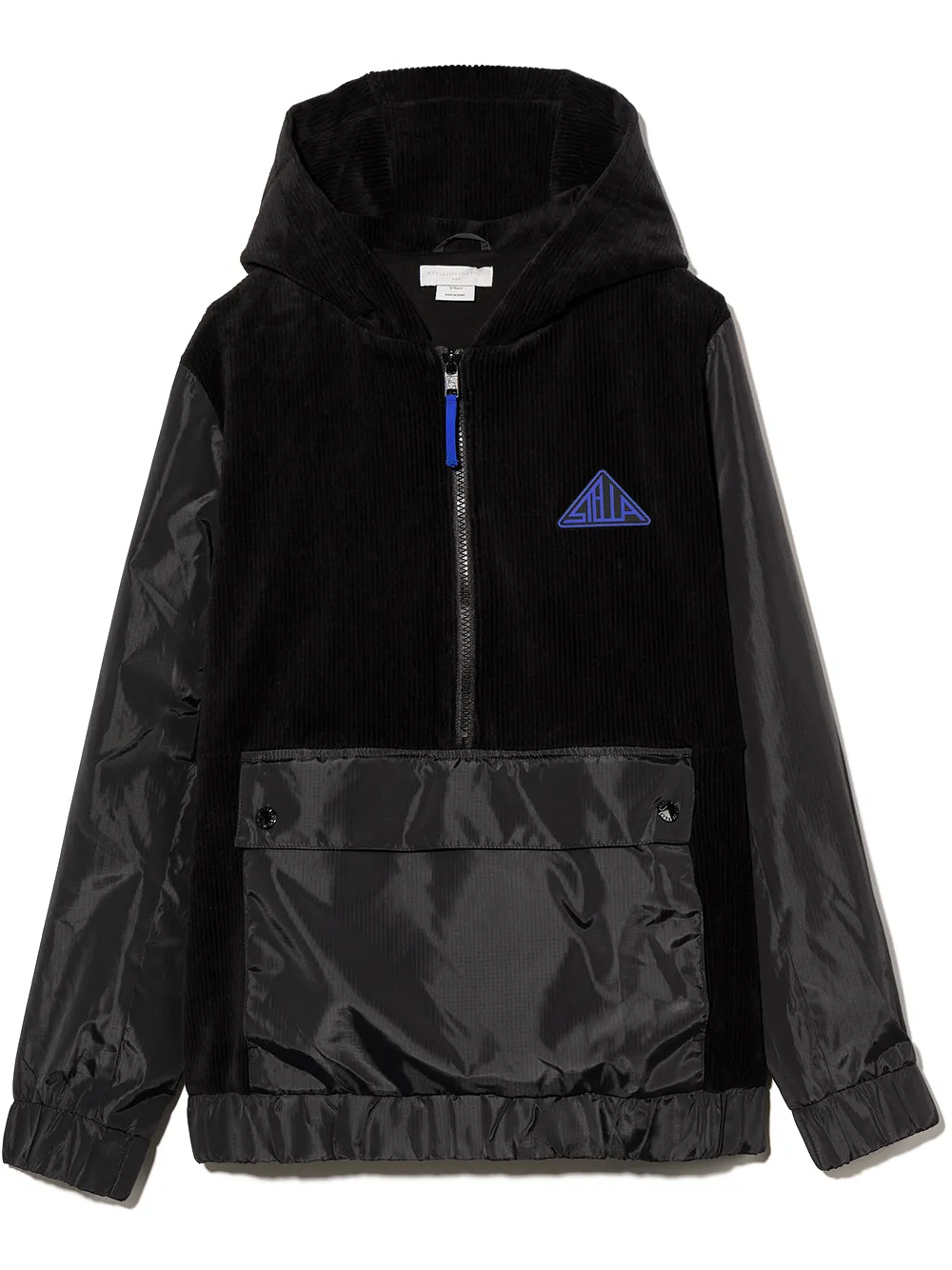 

Stella McCartney Kids panelled corduroy half-zip hoodie - Black
