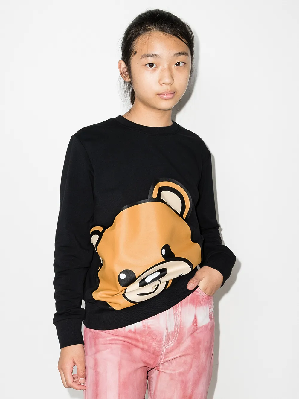 фото Moschino kids толстовка teddy с круглым вырезом