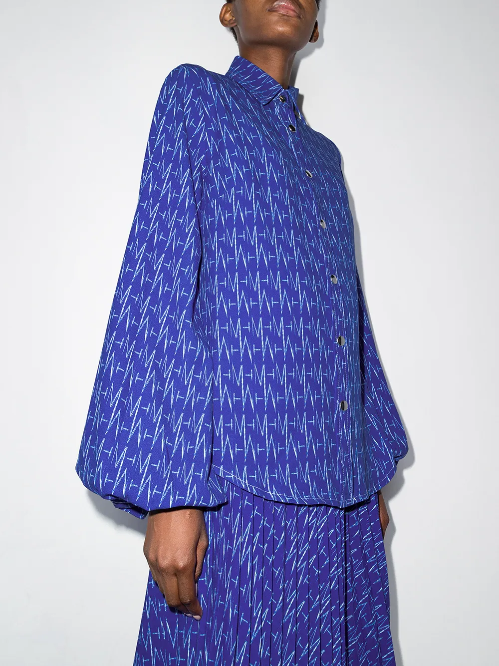 Image 2 of Thebe Magugu puff-sleeve monogram blouse