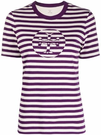 Tory Burch Striped logo-print T-shirt - Farfetch