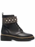 Michael Michael Kors Haskell studded logo leather boots - Black