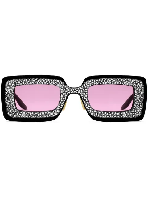 Gucci Eyewear crystal-embellished rectangular-frame Sunglasses - Farfetch