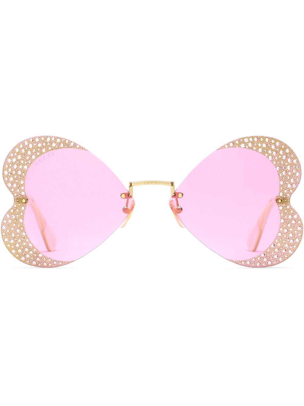 GUCCI CRYSTAL-ENCRUSTED HEART SUNGLASSES