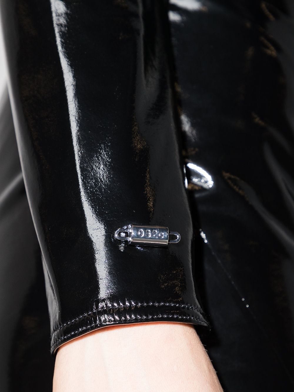 Shop 032c Qipao Patent-leather Mini Dress In Black