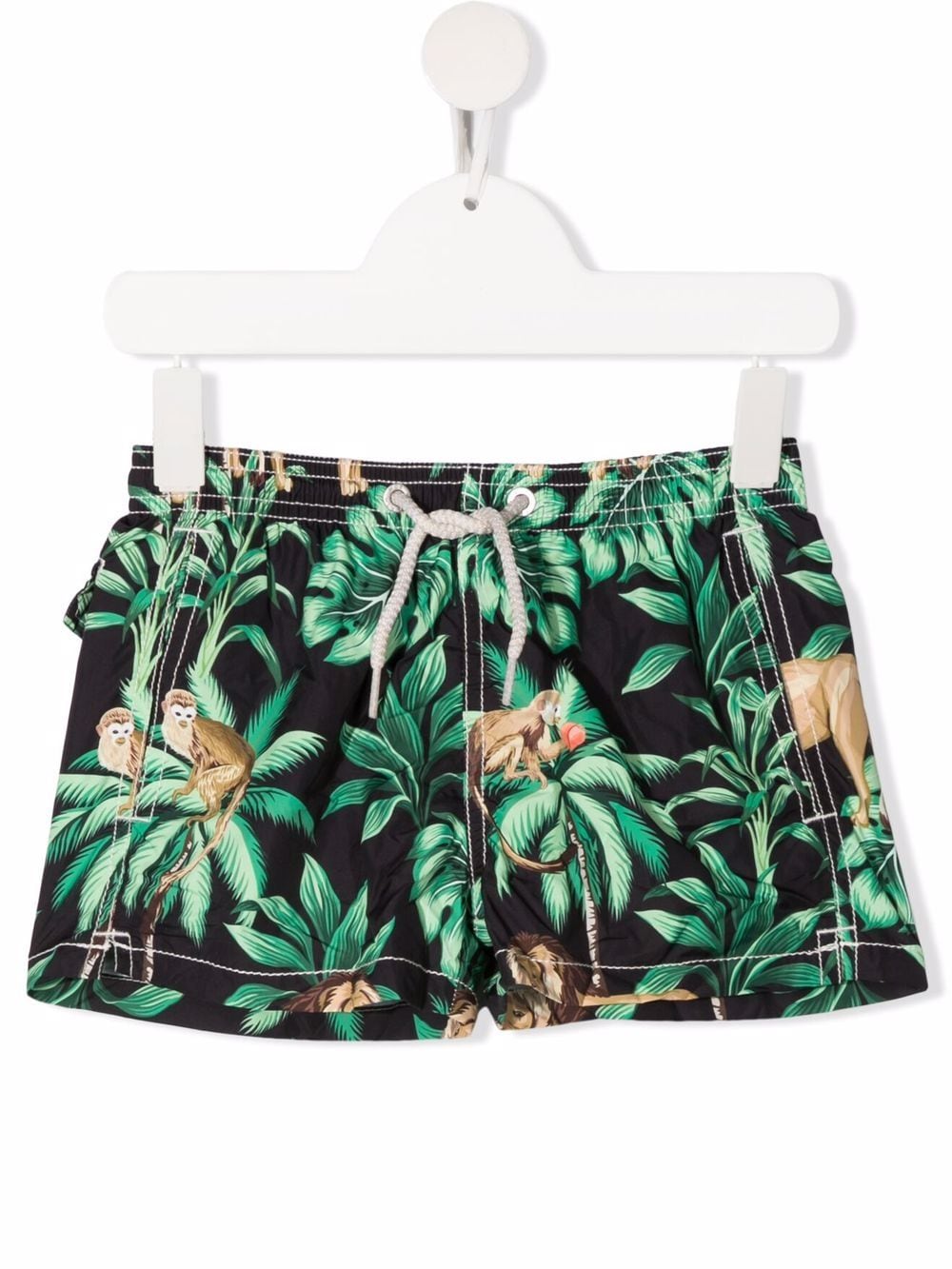 Mc2 Saint Barth Babies' Jungle-print Swim Shorts In 黑色