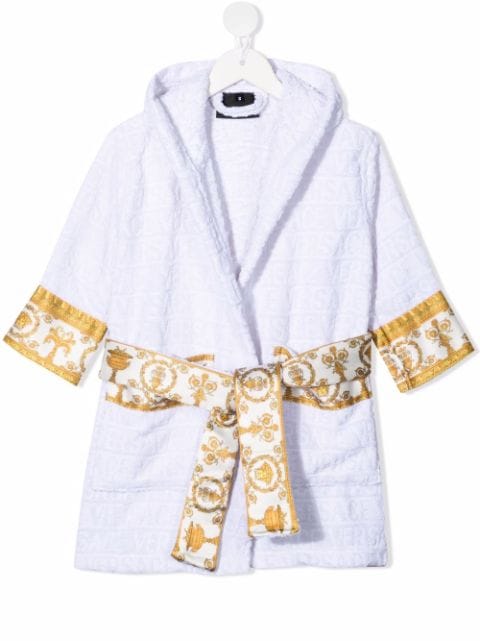 Versace Kids logo-print hooded bathrobe