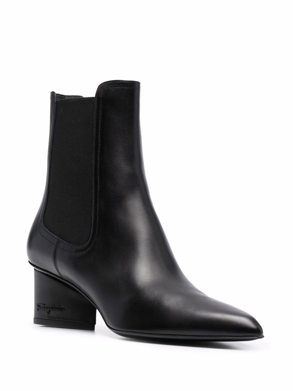 Shop Ferragamo Logo-embossed Heel Chelsea Boots In Schwarz