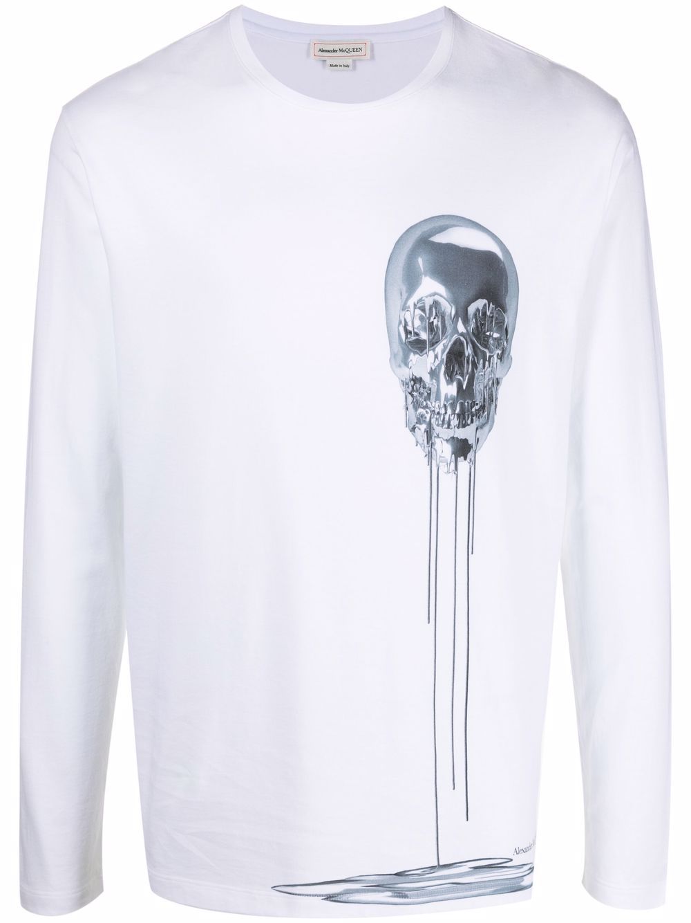 Alexander Mcqueen Skull Print Long-sleeved T-shirt In White/mix