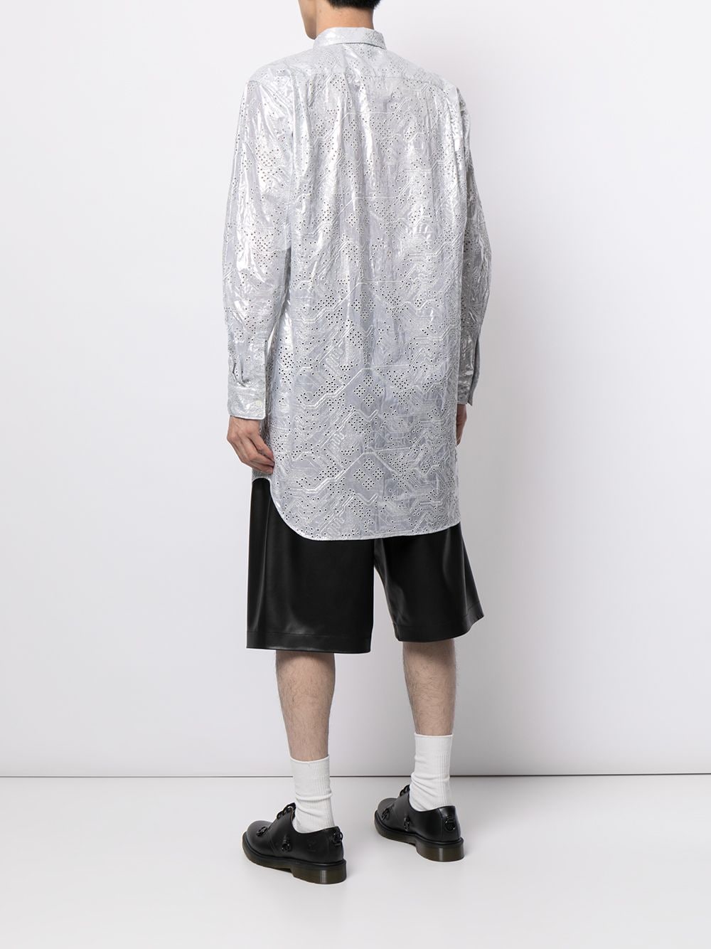 Shop Comme Des Garçons Perforated-detail Long Shirt In Silber