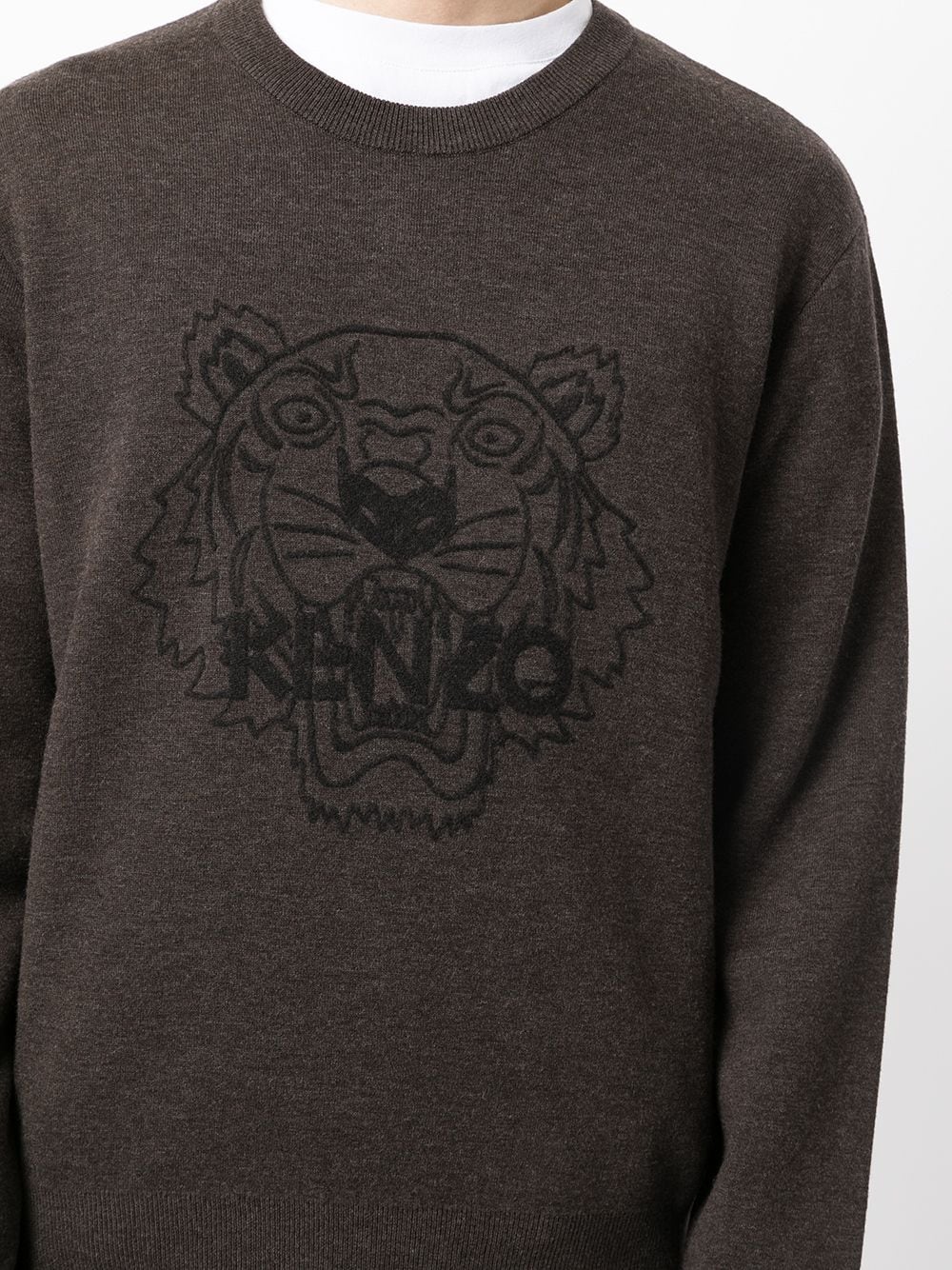 Shop Kenzo Tiger-print Crew Neck Sweatshirt In Brown