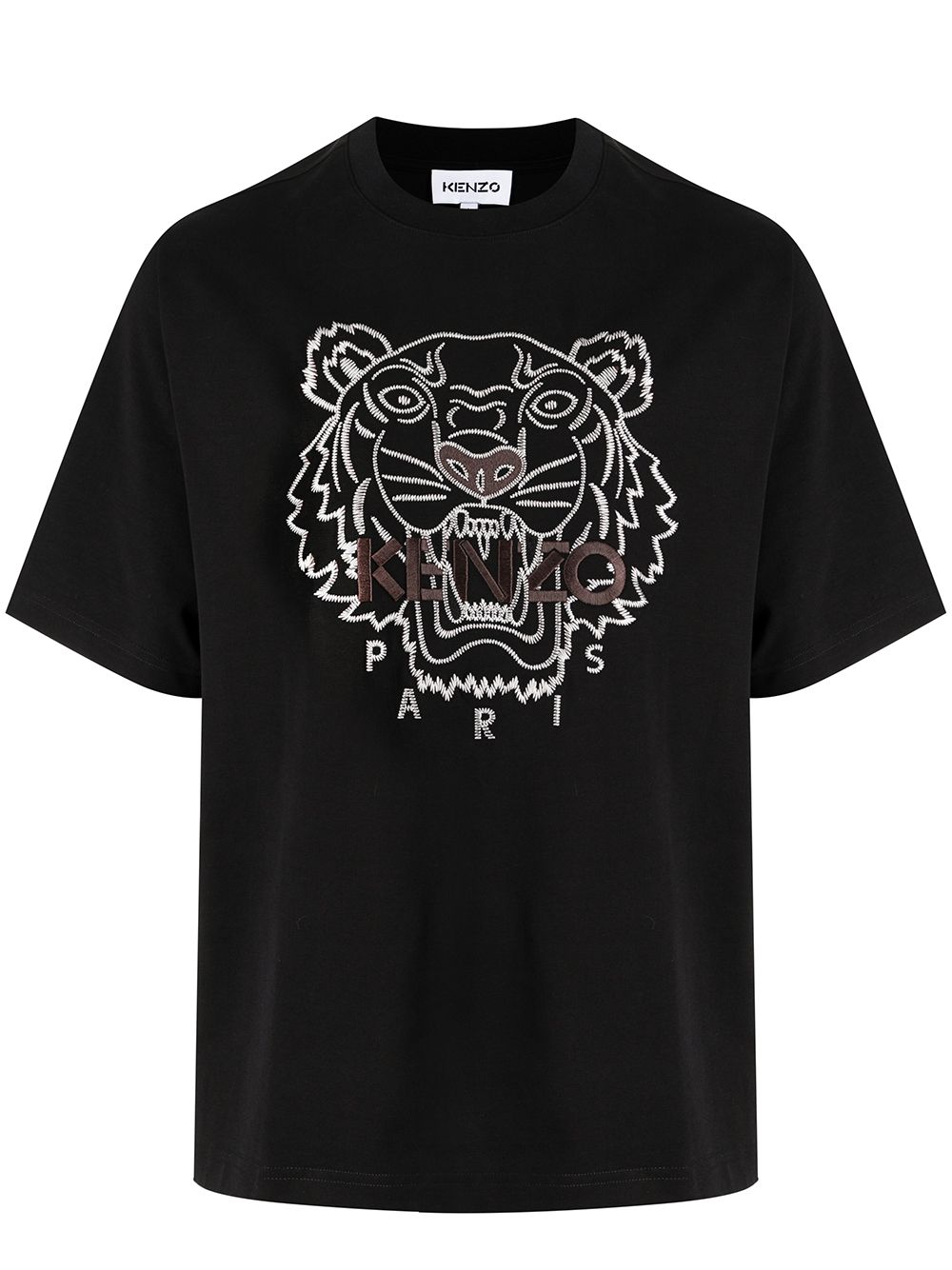 KENZO Tiger Embroidered Crewneck T-shirt in Black for Men