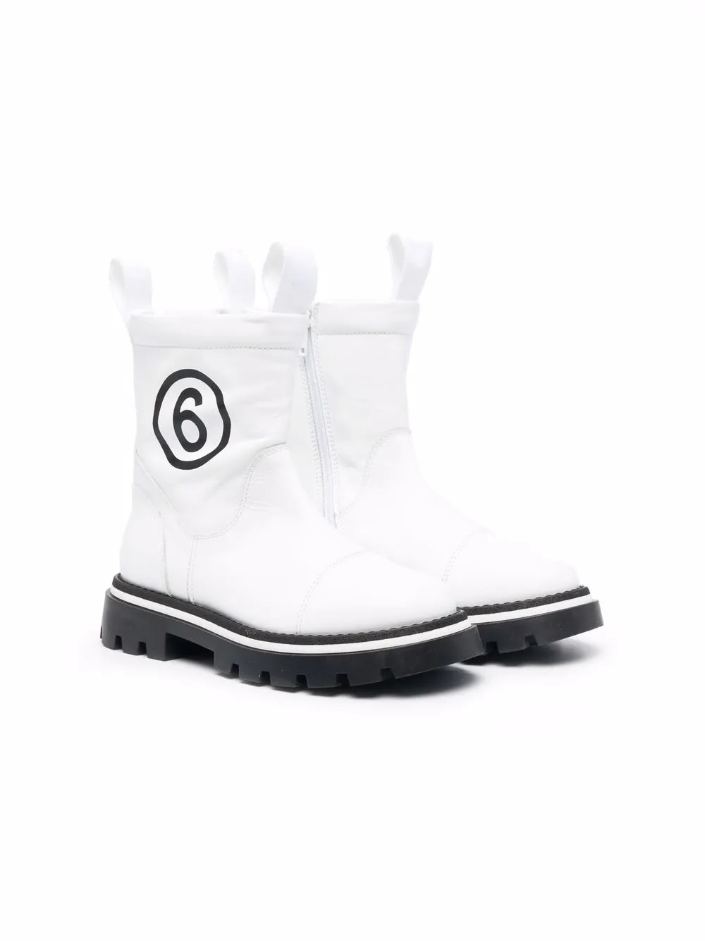 

MM6 Maison Margiela Kids botas slip-on con logo estampado - Blanco