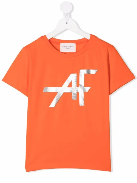 Alberta Ferretti Kids metallic-logo print T-shirt