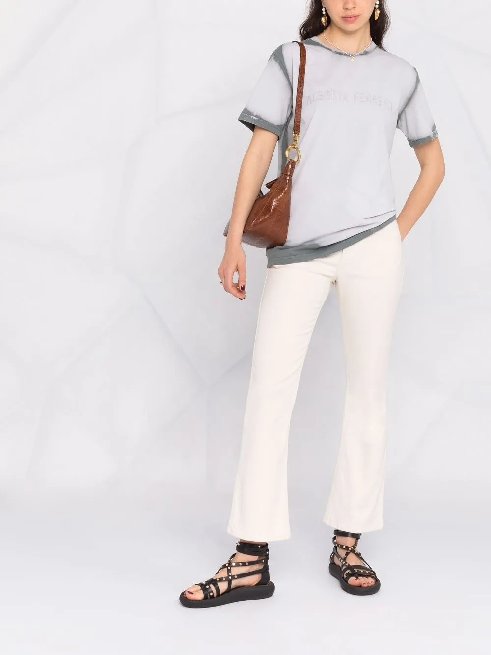 Alberta Ferretti T-shirt met gebleekt-effect - Grijs