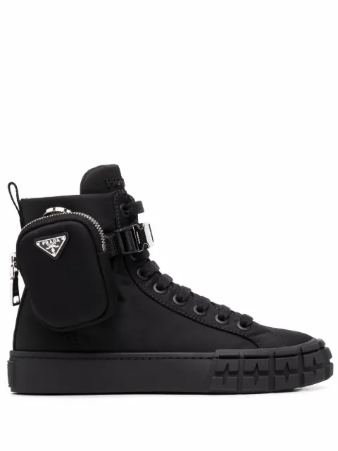 Prada Re-Nylon pouch detail high-top sneakers