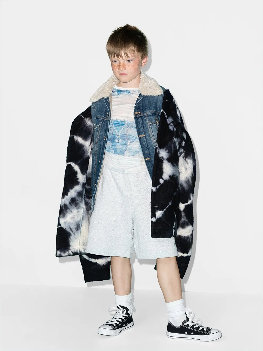 Image 2 of MM6 MAISON MARGIELA KIDS shearling collar denim jacket