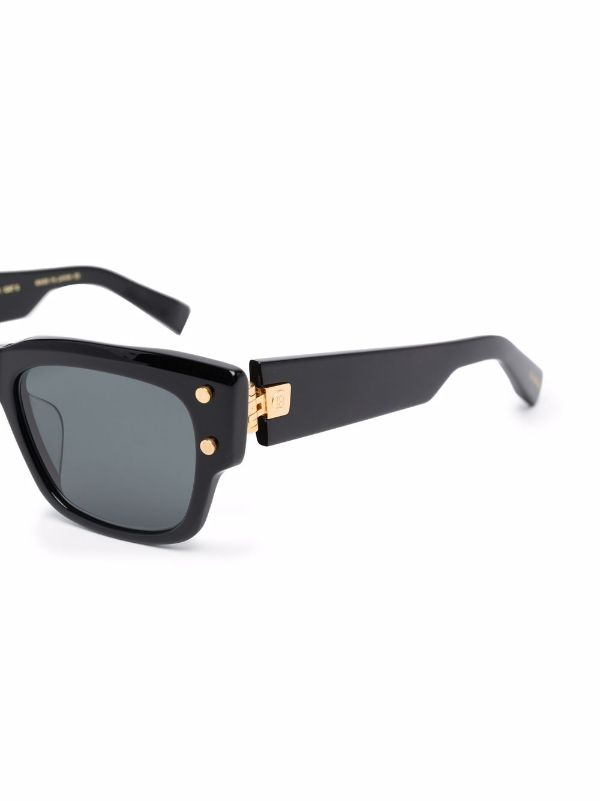 Balmain square rimmed discount metal open-temple sunglasses