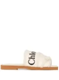 Chloé Woody logo-tape flat sandals - White