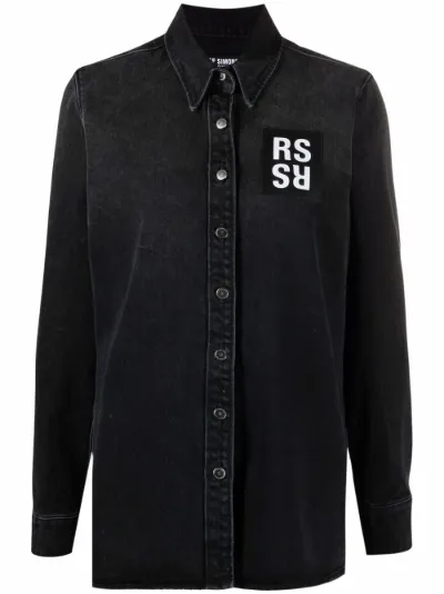 Raf Simons patch detail denim shirt 