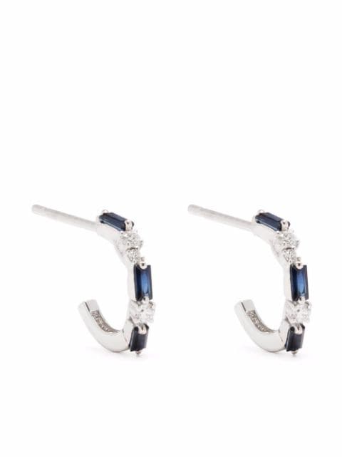 Suzanne Kalan blue sapphire thin mix hoop earrings