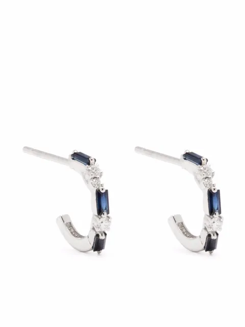 Suzanne Kalan blue sapphire thin mix hoop earrings