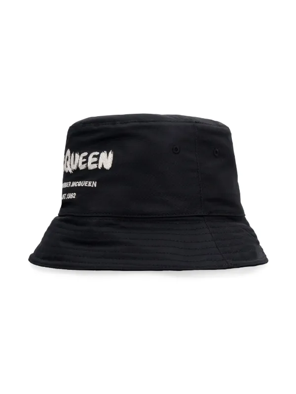 Alexander McQueen McQueen Graffiti Bucket Hat | Black Alexander McQueen McQueen Graffiti Bucket Hat | Black