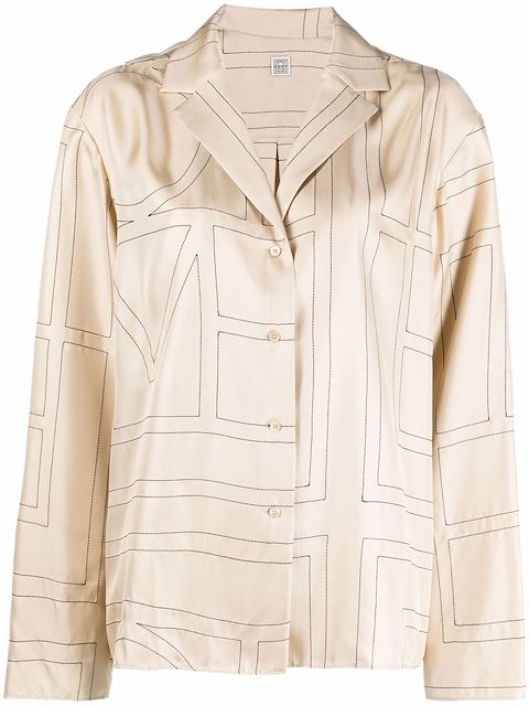 TOTEME monogram silk pyjama shirt