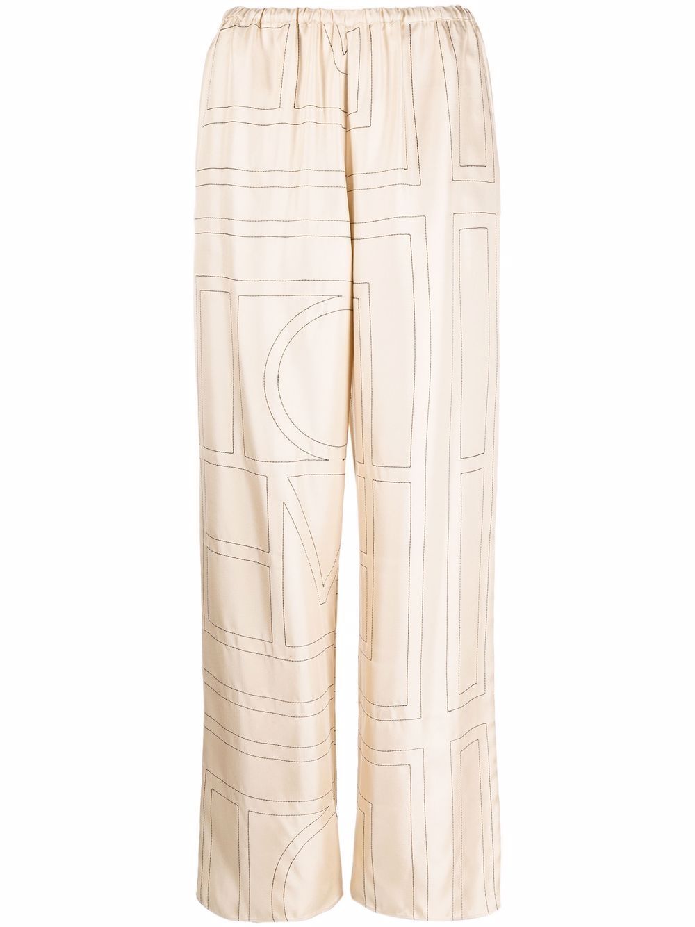 Shop Totême Monogram Silk Pyjama Trousers In Nude