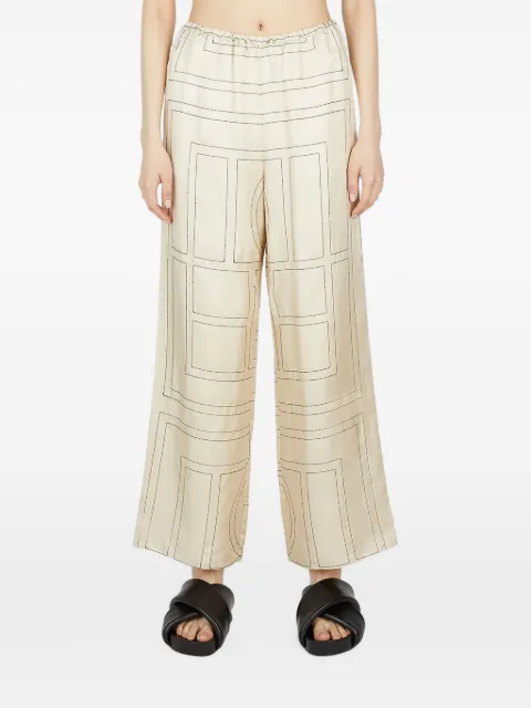 TOTEME Monogram silk pj bottoms cream