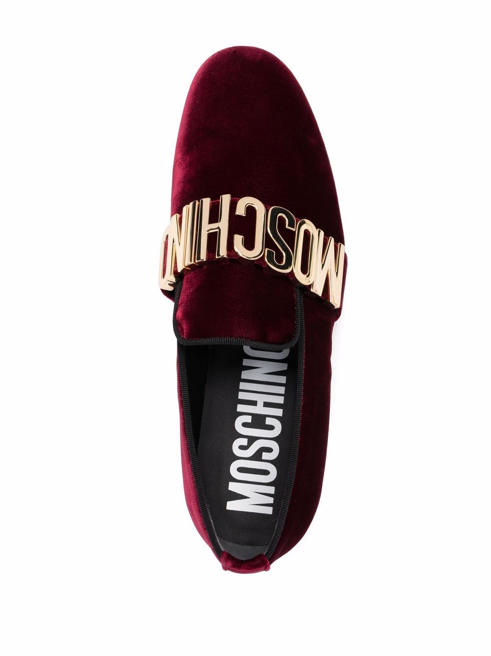 фото Moschino бархатные лоферы с логотипом