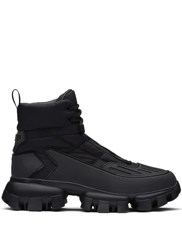 Prada Black Sport Knit High-Top Sneakers Prada