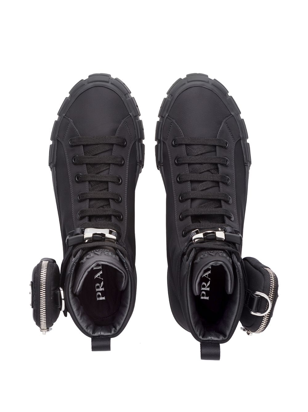 Black Wheel zipped-pouch high-top Re-Nylon trainers