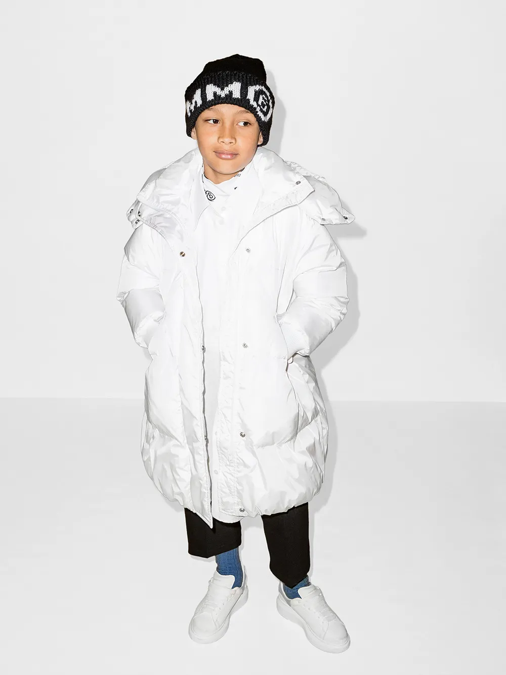Mm6 Maison Margiela Teen Oversized Puffer Coat In White