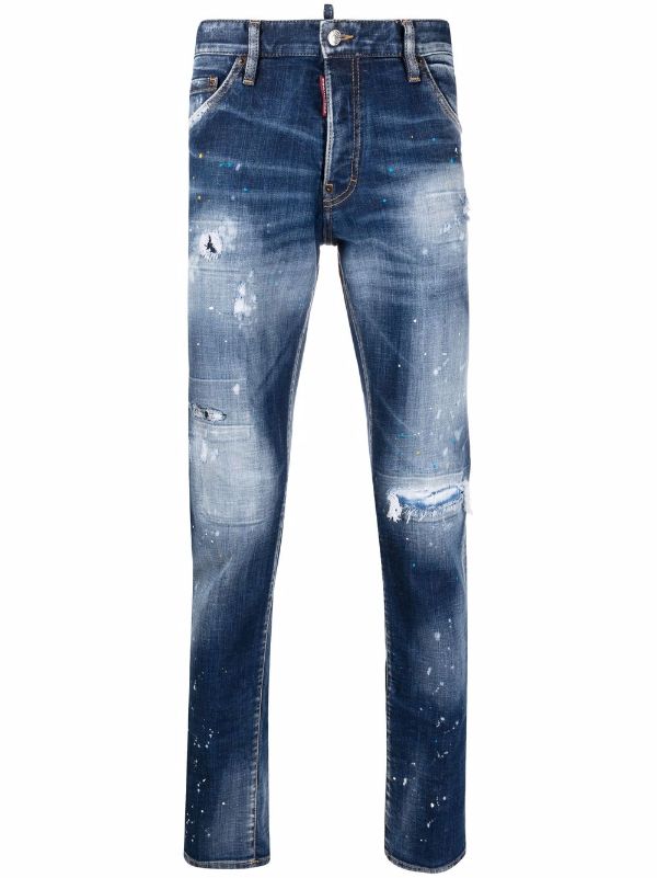 Shop Dsquared2 Cool Guy distressed slim-cut jeans with Express