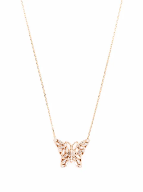 Suzanne Kalan 18kt rose gold butterfly diamond necklace