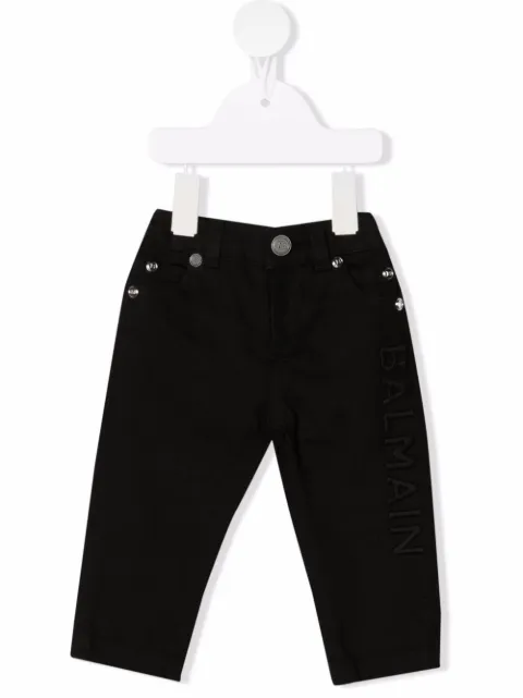 Balmain Kids بنطال سكيني مزين بشعار الماركة