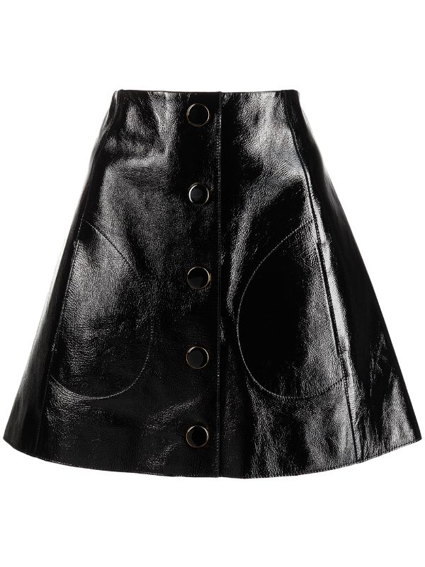 khaite leather skirt