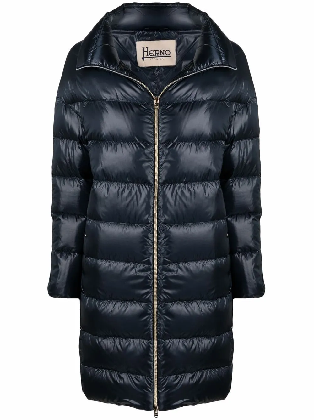 Herno Down-feather Mid-length Coat In Blue
