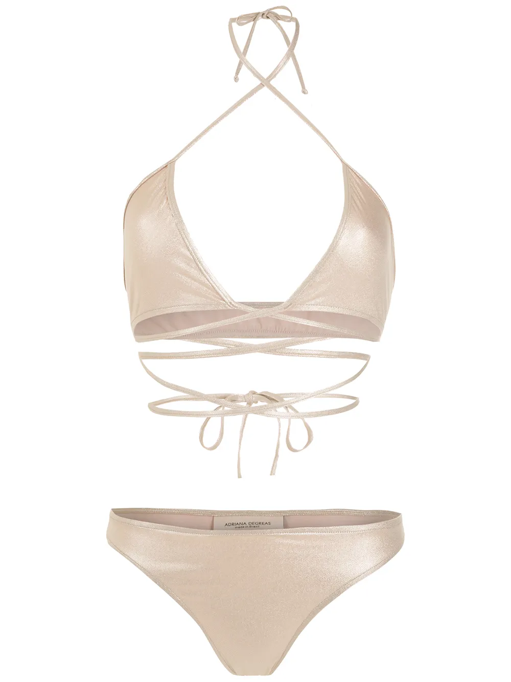 

Adriana Degreas tie-fastening metallic bikini set - Gold