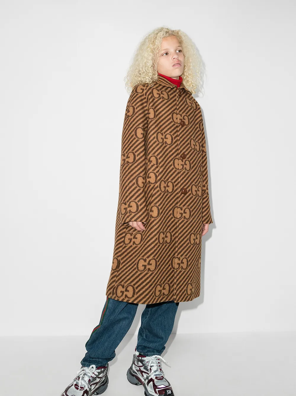 Gucci Kids Wollen jas - Bruin