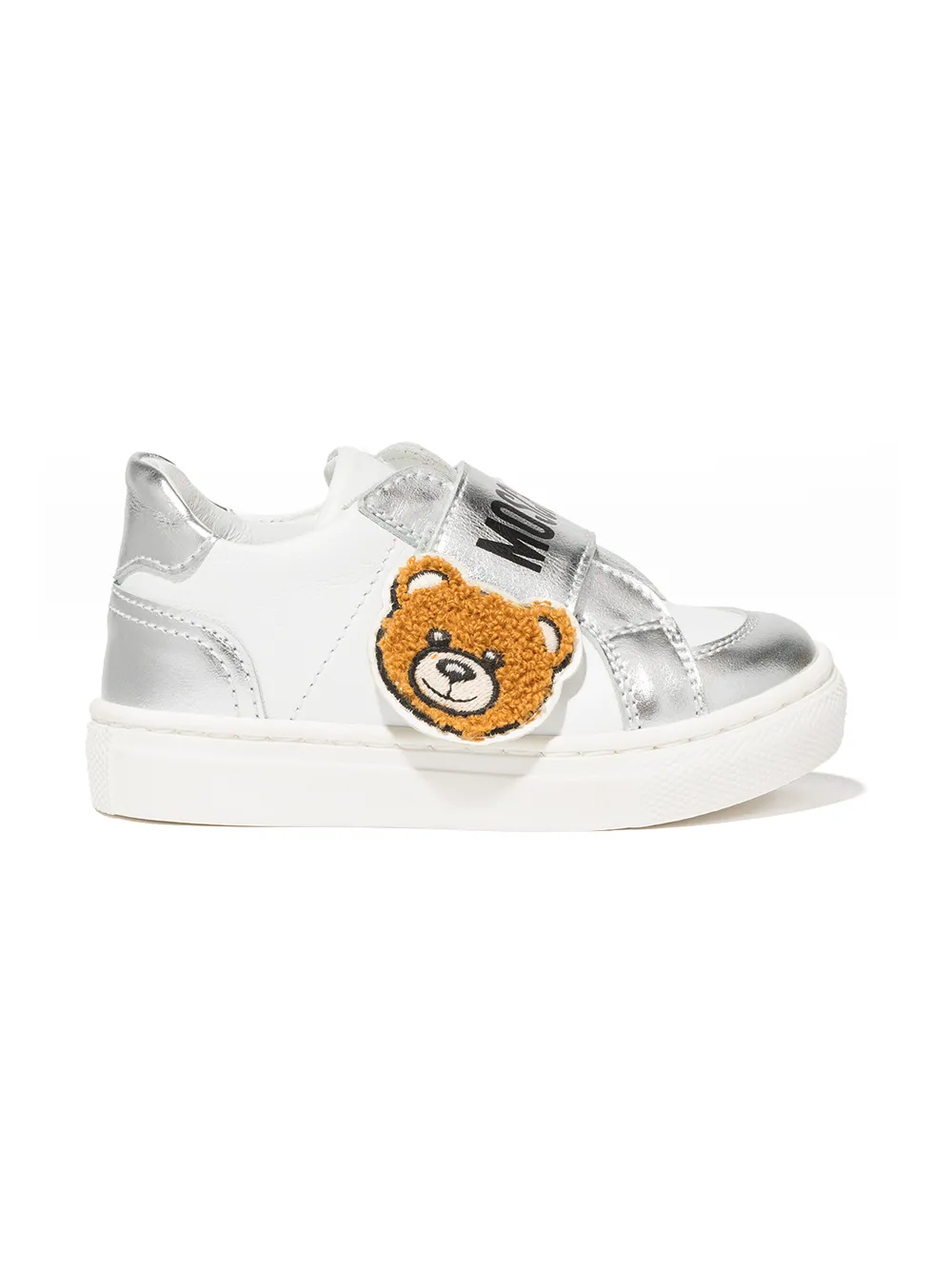 

Moschino Kids tenis con motivo Teddy Bear - Plateado