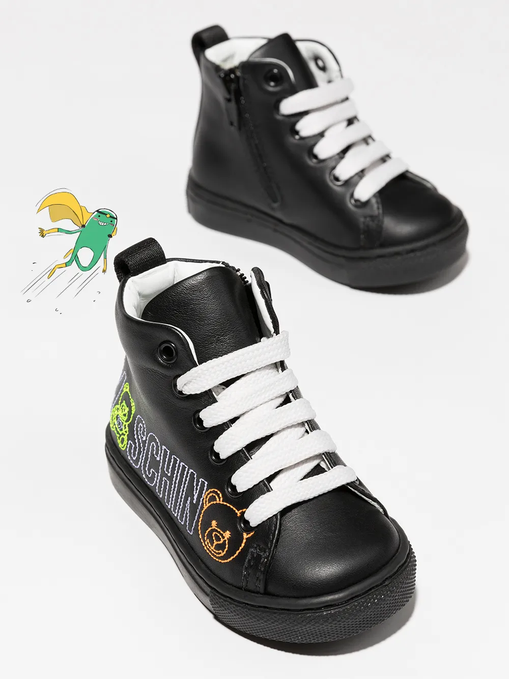 фото Moschino kids высокие кеды с вышивкой toy bear
