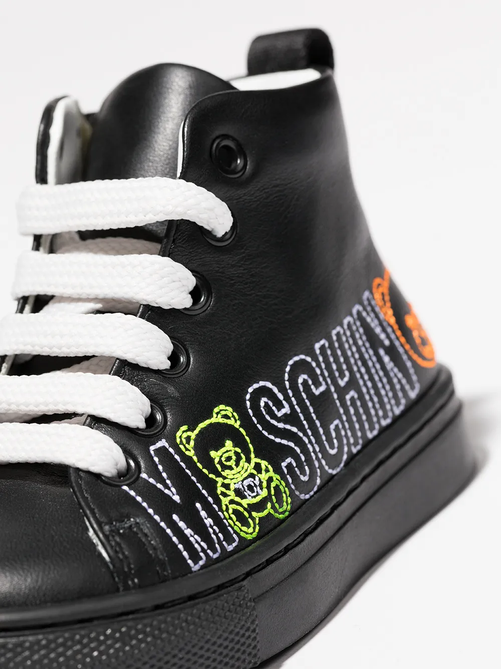 фото Moschino kids высокие кеды с вышивкой toy bear
