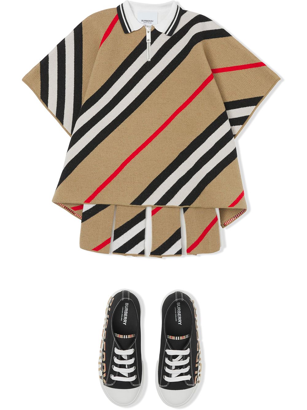 фото Burberry kids плиссированная юбка с полосками icon stripe