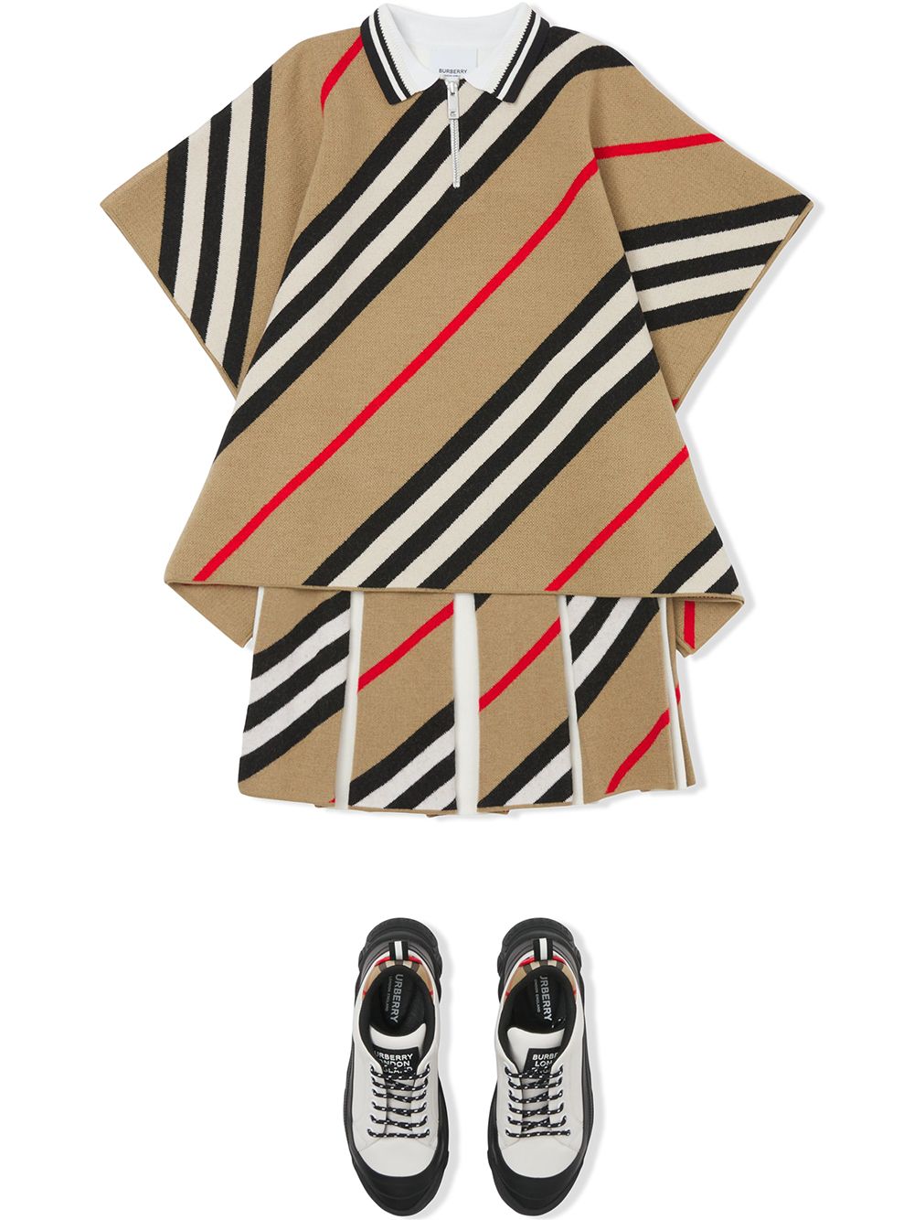 фото Burberry kids плиссированная юбка с полосками icon stripe