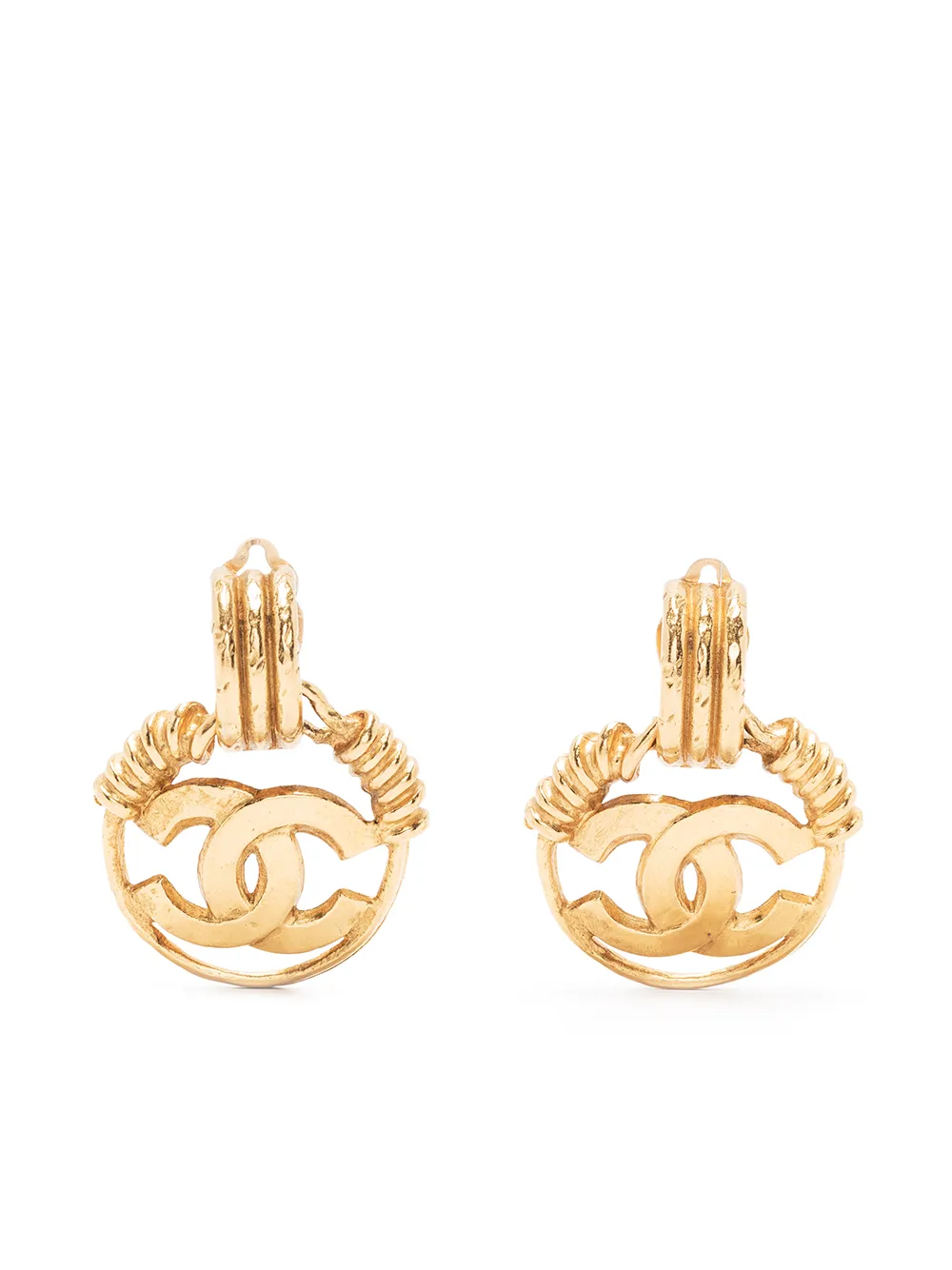 

Chanel Pre-Owned aretes de medallón con logo CC 1994 - Dorado