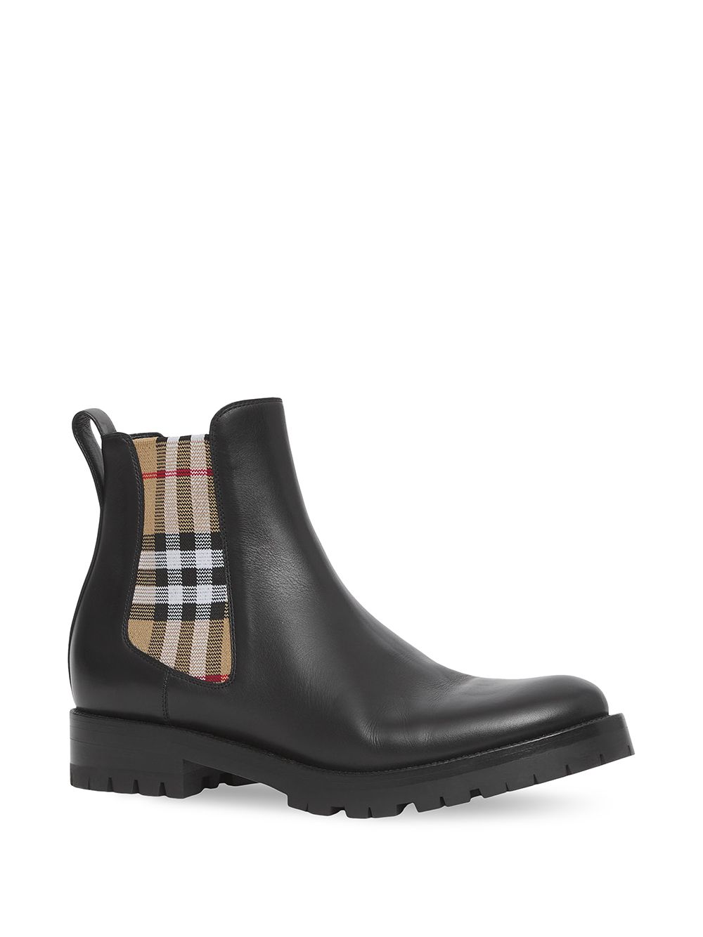 Shop Burberry Chelsea Check-panel Boots In Schwarz